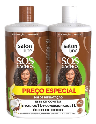 Coco Sos Cachos Salon Line Kit Brilho Completo 7 Produtos