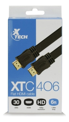 Cable Plano Hdmi Xtc-406 Macho A Macho Xtech 1.8 Metros 4k