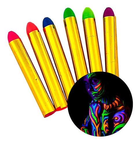 6 Crayones Pintura Maquillaje Fiesta Cara Rostro Cuerpo