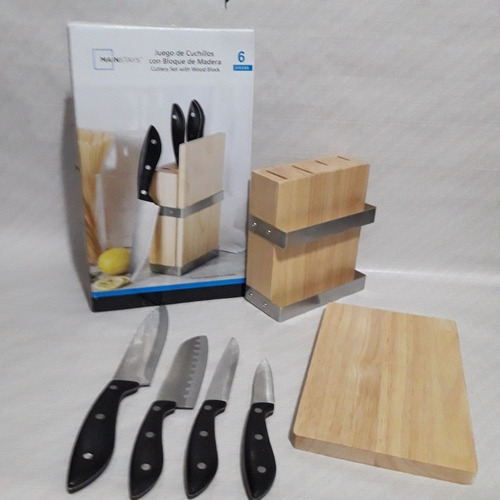 Imagen 2 de 2 de Juego De Cuchillos Con Bloque Y Tabla De Madera.nuevo. Cont