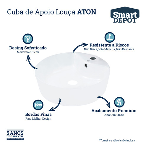 Cuba De Apoio Louça Aton C/ Mesa 40x15cm Smart Depot