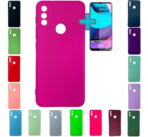 Funda Para Moto Motorola E20 Carcasa Silicona Y Vidrio 