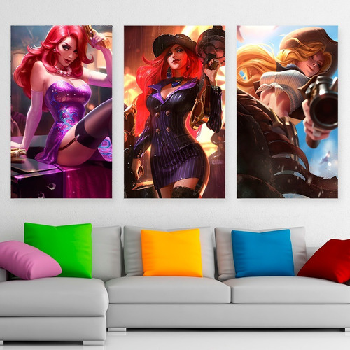 Cuadros Miss Fortune Skins Lol Art  Promo X3 De 80x50cm