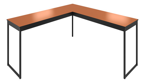 Mesa De Canto Em L Preto Com Cobre Para Home Office Ou Escritório - Estrutura Robusta E Design Industrial