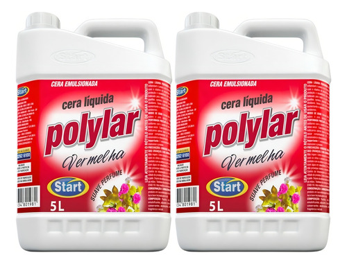 2 Unid. Cera Liquida 5 L Polylar Vermelha Start Limpeza Piso