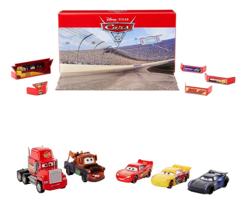 Cars Disney Pixar Paquete 5 Carros Y Escenario Desplegable