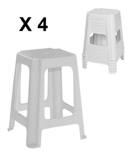 Imagen 2 de 8 de Banqueta Acero De Plastico Cuadrada Blanca Gardenlife Kromos