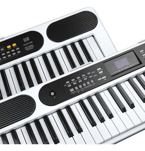Teclado Musical 61 Teclas Az Keys Tone Branco C/fonte