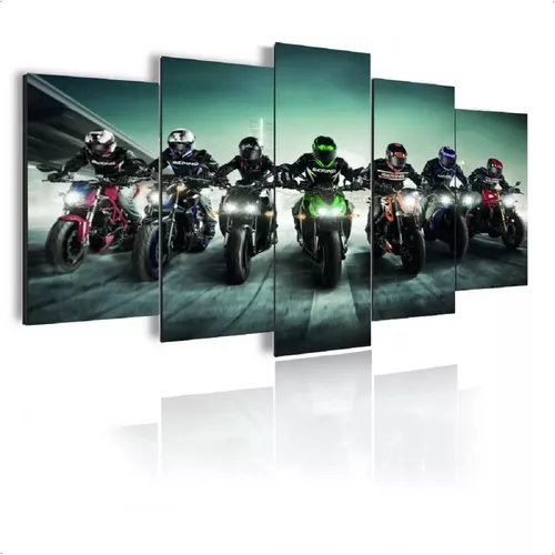 Quadro Decorativo Veículo Moto Em Corrida Motoqueiro VEIM041