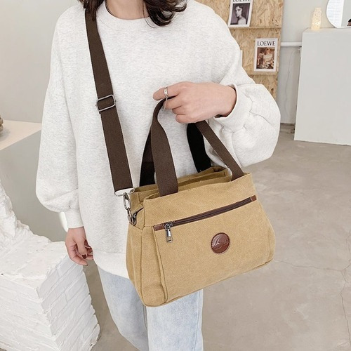 Bolso De Lona De Gran Capacidad For Mujer De Moda Urbana