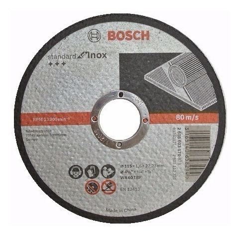 Disco De Corte Bosch Acero Inoxidable 115x1.6 Para Amoladora