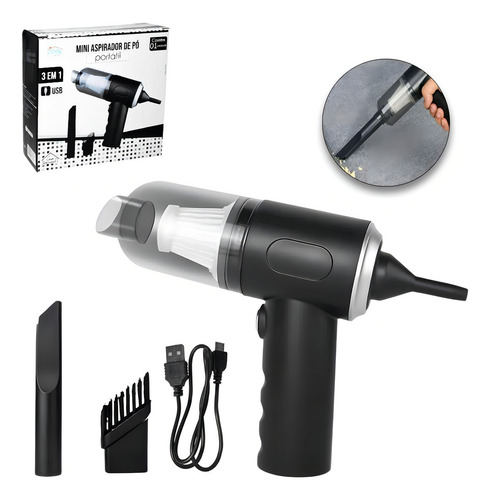 Mini Aspirador Po Automotivo Portatil Recarregavel Filtro