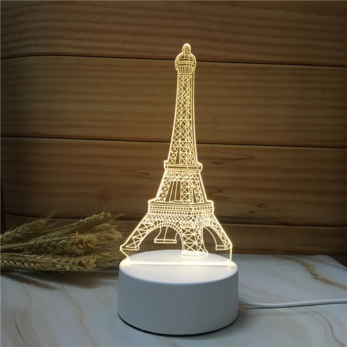 Lámpara Usb Única Y Cálida, Torre De París, Luz Nocturna Cre