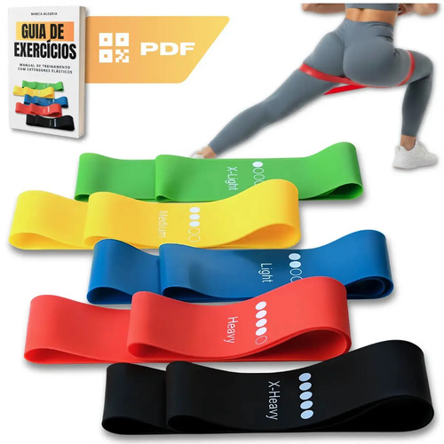 Kit 5 Faixa Elástica Super Mini Band Extensor Elástico Para Treino Resistência Funcional Academia Ginástica Yoga Esporte Banda Extra Forte De Treinamento Thera Pilates Fisioterapia Alegria