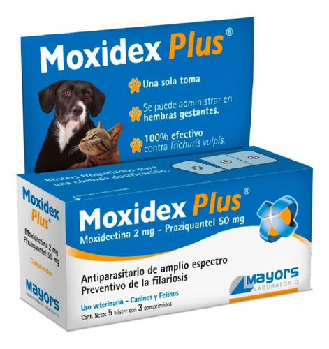 Moxidex Plus Antiparasitario Interno Perro Y Gato X 6 Comp