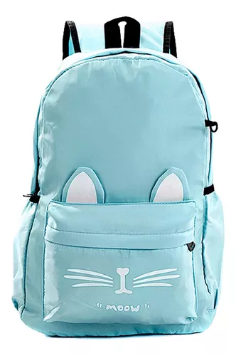 Mochila Feminina Gatinho Moow Com Orelhinhas Escolar Volta As