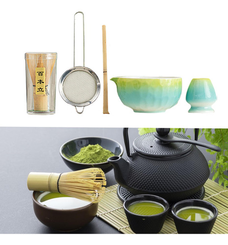 5pcs Matcha Set, , Japonés, Utensilios Artesanales Azul