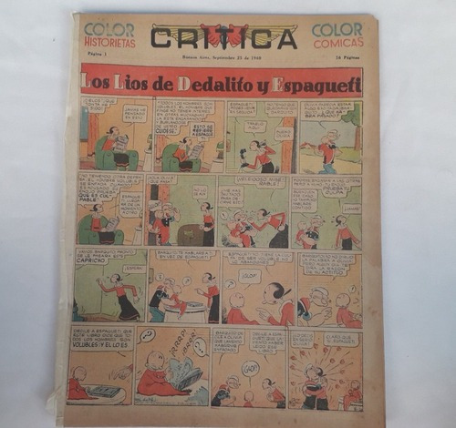 Historieta Antiguo * Critica * 25 Septi 1940 Rara Colecciona