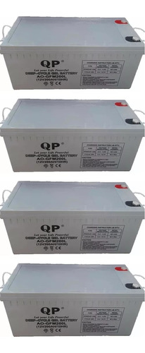 Pack 4 Batería Ciclo Profundo Gel Qp 12v 200ah Energía Solar