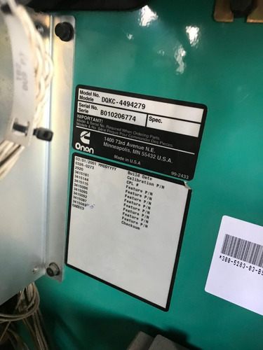 Generador Planta De Luz Onan Cummins 2000kw 2500kva