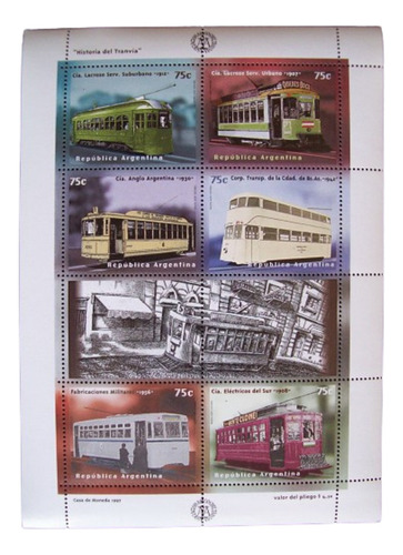 Argentina Trenes Bloque Gj Hb 113 Cent Tranvía 97 Mint L0090