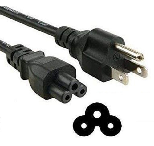 Imagen 1 de 8 de Cable De Poder Corriente Trebol Para Cargador Portatil 1.5m