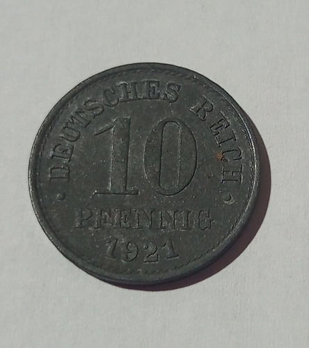 Moneda De Alemania Imperio Aleman 10 Pfennig 1921-vf-km26