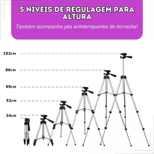 Trípode para cámara Tripé Profissional Celular Camera Tripe Tiktok  Instagram Video Ajustável Ajustavel Foto Video Vídeo