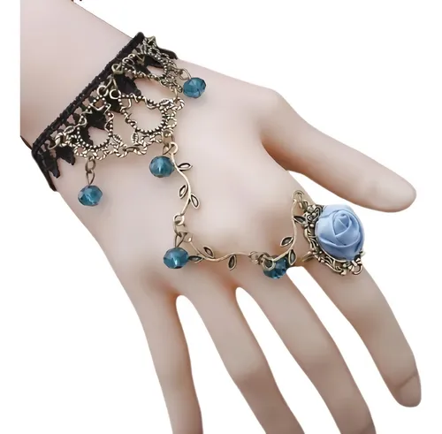 Pulsera Encaj Anillo Choker Rosa Para Mujer G tico Moda Cuotas