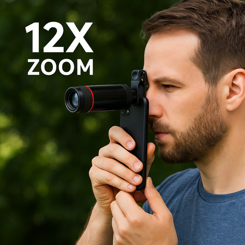 Lente Zoom Teleobjetivo 12x Con Trípode Para Celular