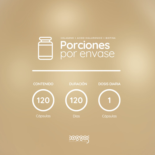Colágeno con Acido Hialuronico y Biotina - 120 cápsulas 500 Mg C/u- Suplementos DOMOS
