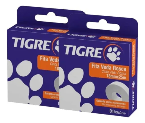 Kit 2 Fitas Veda Rosca Anti Vazamento Tigre 18mm X 25m