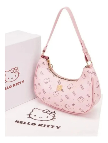Bolsa De Mano De Hello Kitty Media Luna Rosa Hello Kitty Dorado Rosa
