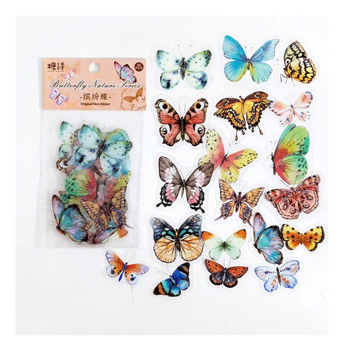 Set 40 Stickers Mariposas Colores Autoadhesivo Scrapbook
