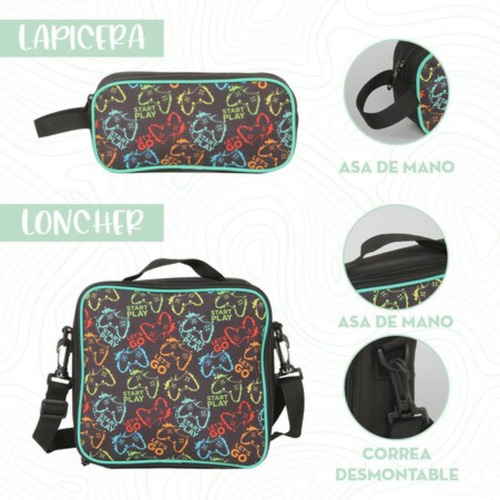 ZOMILUX - Mochila Niño - Mochila Con Ruedas - SET Maleta Lonchera Tupper Lapicera y Botella - Mochila Ruedas - Maleta Escolar Niño - Diseño Gamer