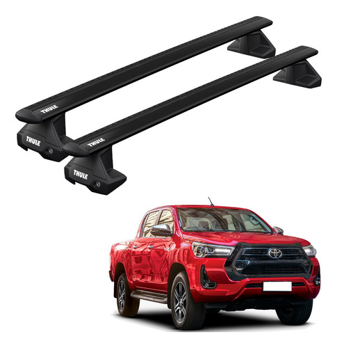 Rack De Teto Thule Wingbar Evo Preto Hilux Cab. Dupla 2016