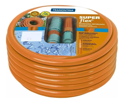 Manguera Para Jardín Super Flex Naranja 30m 1/2' Tramontina 