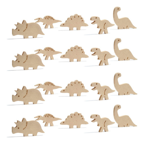 Dinosaurios Dinos Muñecos P/ Pintar Figuras Set X20 Madera