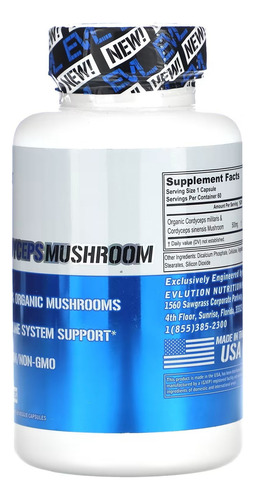 Cordyceps Militaris Y Sinensis Orgánicos X 60 Caps. Evl Nutr Sin Sabor