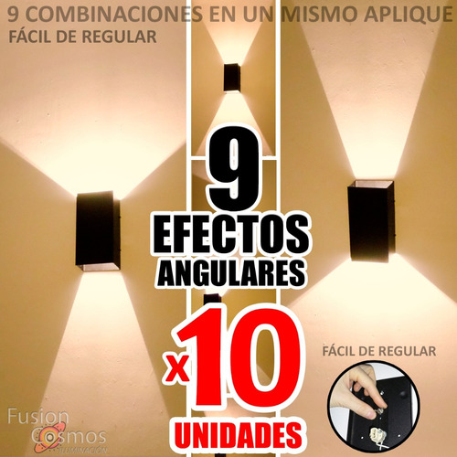 Imagen 1 de 10 de Aplique Luz Pared Interior Bidireccional Regulable Pack X 10
