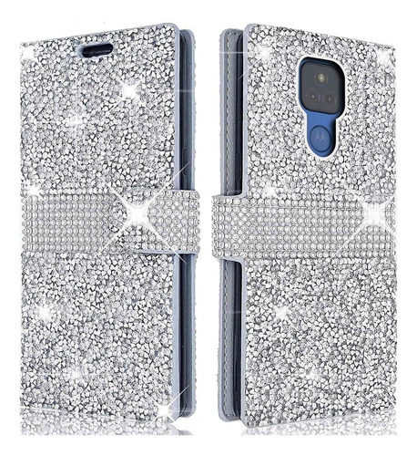 Pinycase Funda Tipo Cartera Diamante Imitacion Para Moto G