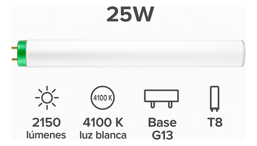 5 Tubos Fluorescentes T8 Philips 25w 4100k G13 Luz Blanca Blanco
