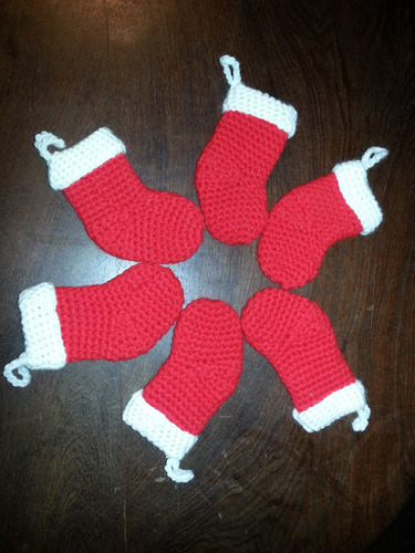 Botas De Navidad Tejidas Al Crochet (6 Unidades)