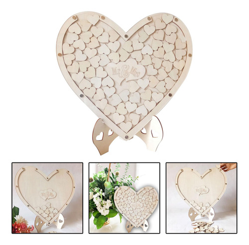Madera Boda Libro De Invitados Corazones Rústico Caja De