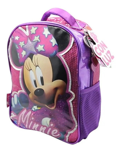 Imagen 1 de 4 de Mochila Escolar C/ Luz Led Minnie Mouse 12 PuLG Lic. Disney