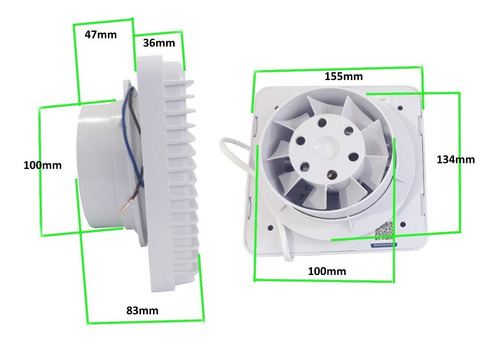 Imagen 6 de 8 de Extractor Ventilador Aire 4 Pulgada 13w 220v Sec Baño Cocina