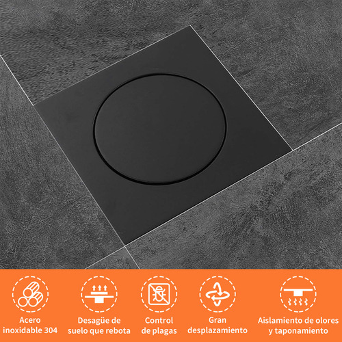 Pbcowasn®10x10 Cm Coladera Cuadrada Baño Inoxidable Valvula Antiolores