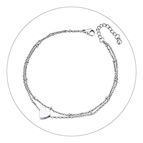 Cadenas De Tobillo Para Mujer Tobillera De Corazón De Acero