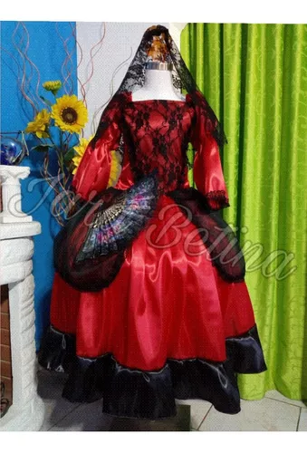 Disfraz Patrio Dama Antigua Rojo 2 (completo) Envío gratis