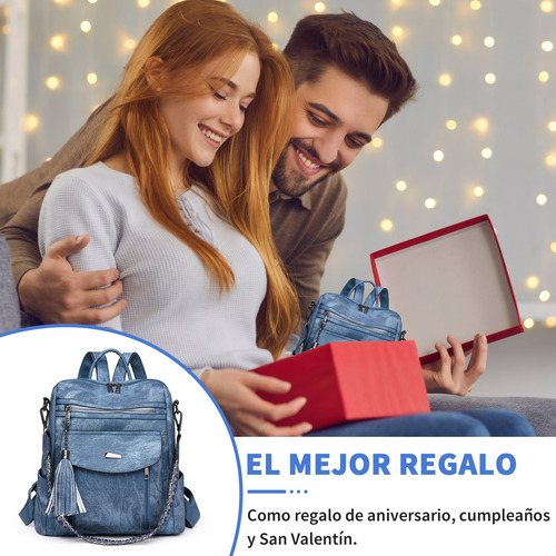 Mochila Bolsa Vintage Impermeable Antirrobo Cuero Artificial Pu Moda Viaje Escuela Trabajomujer Regalo Multiusos